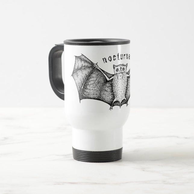 Cute bat nocturnal travel mug (Front Left)