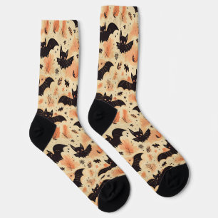 Cute Bat Retro Halloween Pattern  Socks