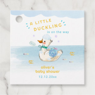 Cute Bath Time Little Duckling Boy Baby Shower Favor Tags