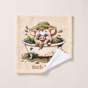 Cute bath time pig customizable  wash cloth