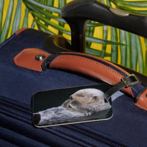 Cute Bathing Sea Otter Luggage Tag