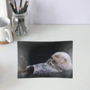 Cute Bathing Sea Otter Trinket Tray
