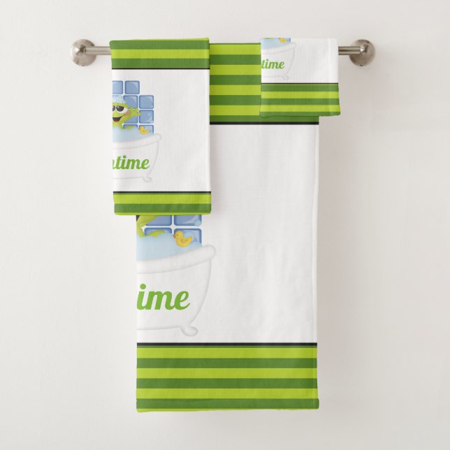 Cute Bathtime shower frog towel set (Insitu)