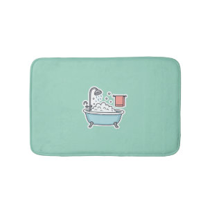 Cute Bathtub Sticker with Bubbles and Towel  Bath Mat