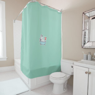 Cute Bathtub Sticker with Bubbles and Towel Shower Curtain