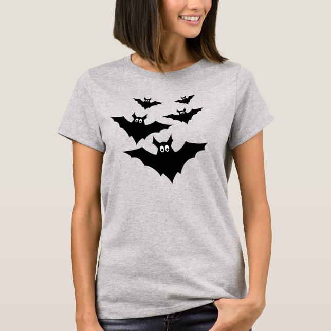 Cute bats halloween woman long sleeve t-shirt (Front)