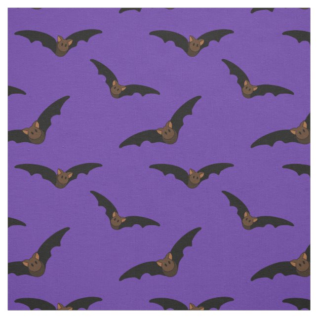 cute bats - pattern on purple fabric (Swatch)
