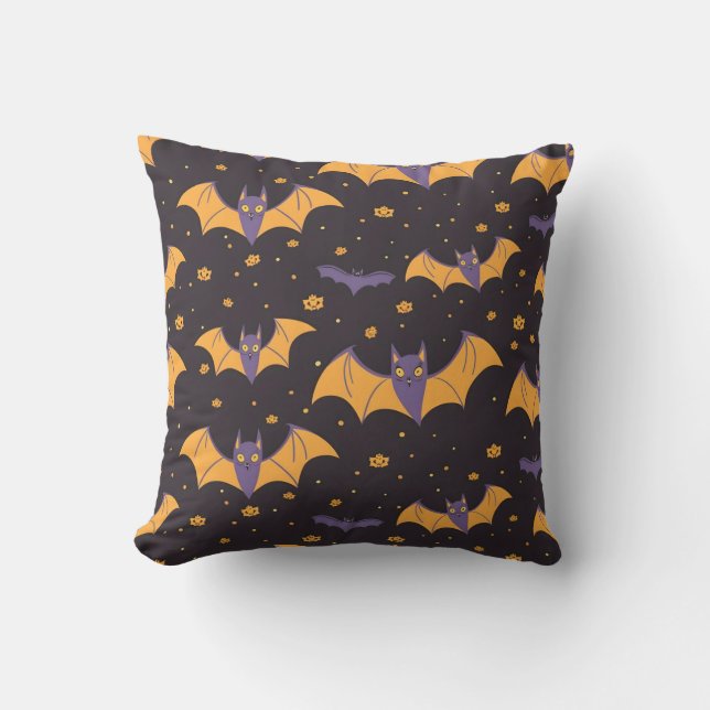 Cute Bats Pattern Throw Pillow (Front)