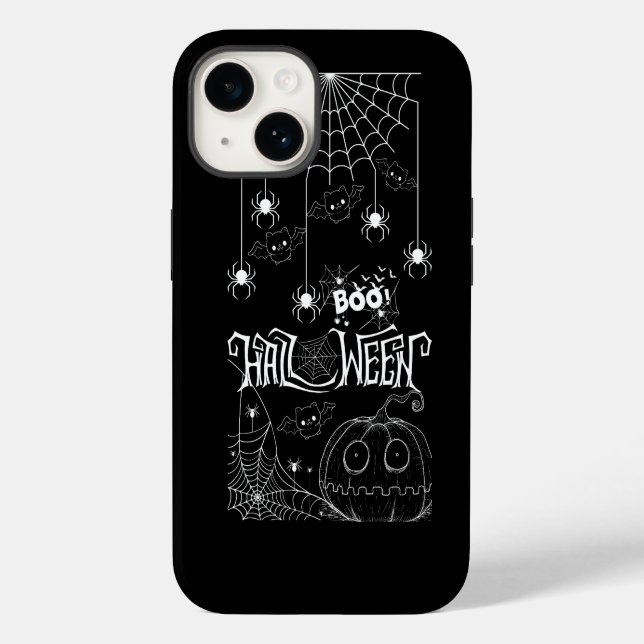Cute Bats & Spooky Pumpkins iPhone Case (Back)