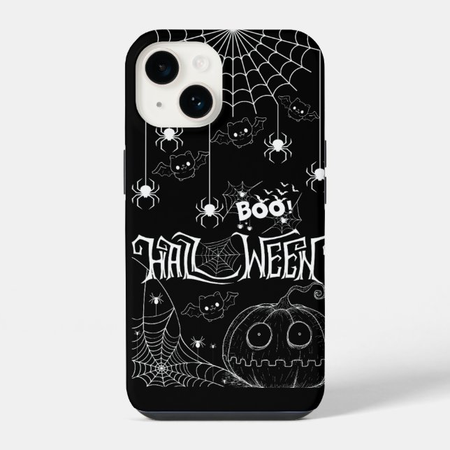 Cute Bats & Spooky Pumpkins iPhone Case (Back)