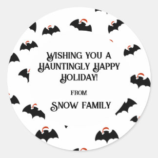 Cute bats with santa hats classic round sticker