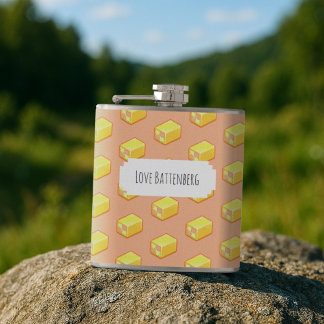 Cute Battenberg Add Your Own Text Cake Pattern Flask