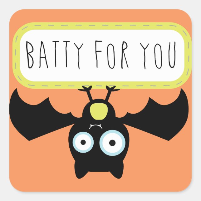 Cute Batty Halloween Square Sticker (Front)