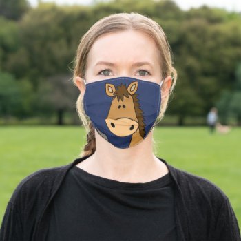 Cute Bay Horse Cartoon Adult Cloth Face Mask by inspirationrocks at Zazzle