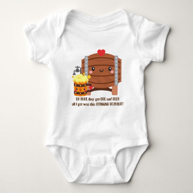 Cute BBQ and Beer baby unisex bodysuit (Front)