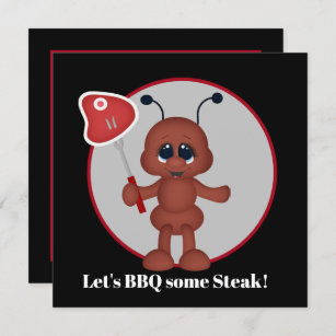Cute bbq ant steak party invitation
