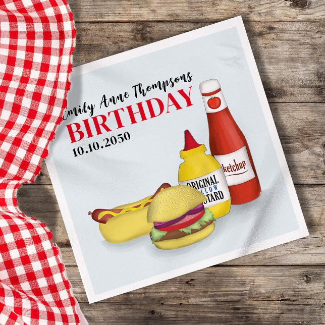Cute BBQ Birthday Party Custom Napkins (Birthday BBQ custom napkins)