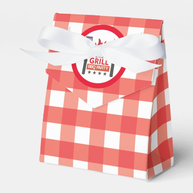 Cute bbq chill and grill party favor boxes (Front Side)