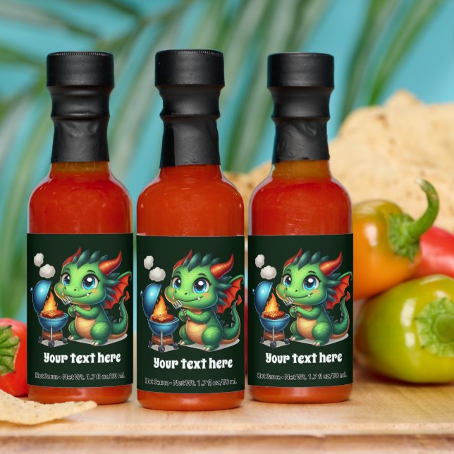 Cute BBQ dragon add text  Hot Sauces (Multi)