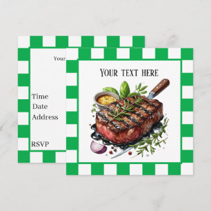 Cute BBQ Steak party Invitation