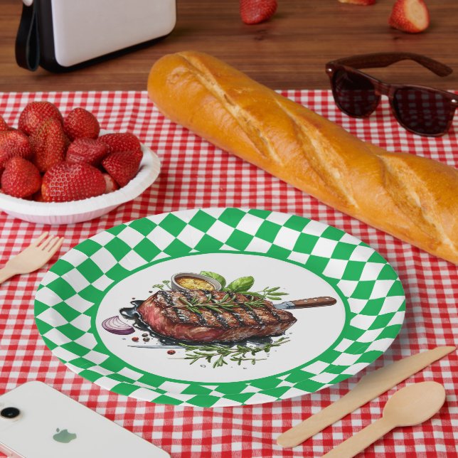 Cute BBQ Steak party Paper Plates (Picnic)