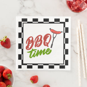 cute BBQ Time word art Paper Dinner Napkins