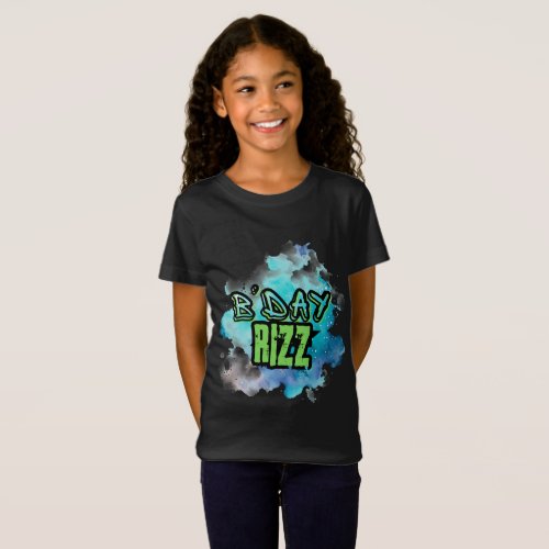 Cute BDay  Rizz Green And Monochromatic Blue T_Shirt