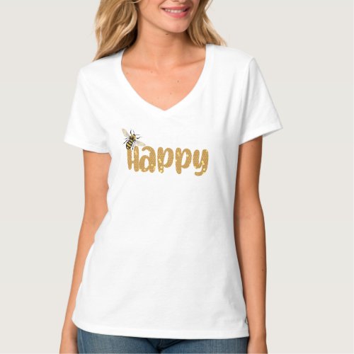 Cute Be happy Honey Bee Bee comb  Womens T_Shirt