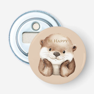 Cute Be Happy Otter   Bottle Opener