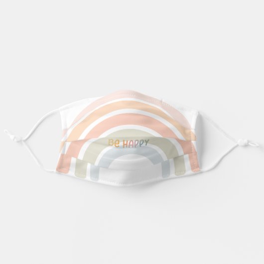 Cute Be Happy Rainbow Adult Cloth Face Mask (Front, Unfolded)