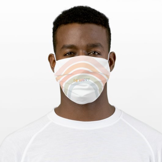 Cute Be Happy Rainbow Adult Cloth Face Mask (Worn)