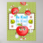 Cute Be Kind Apple Thumbs Up Classroom  Poster