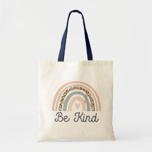 Cute Be Kind Rainbow White Tote Bag