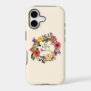 Cute Be Kind to Yourself Self Love Floral Quote iPhone 17 Case