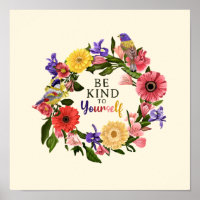 Cute Be Kind to Yourself Self Love Floral Quote