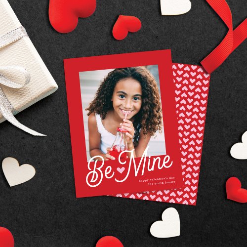 Cute Be Mine Heart Valentine Classroom Photo Card