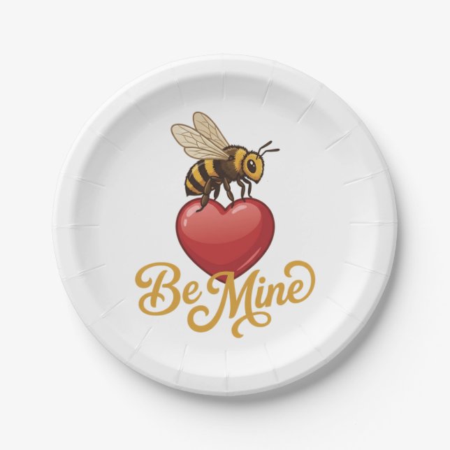 Cute Be Mine Honeycomb  Paper Plates (Front)