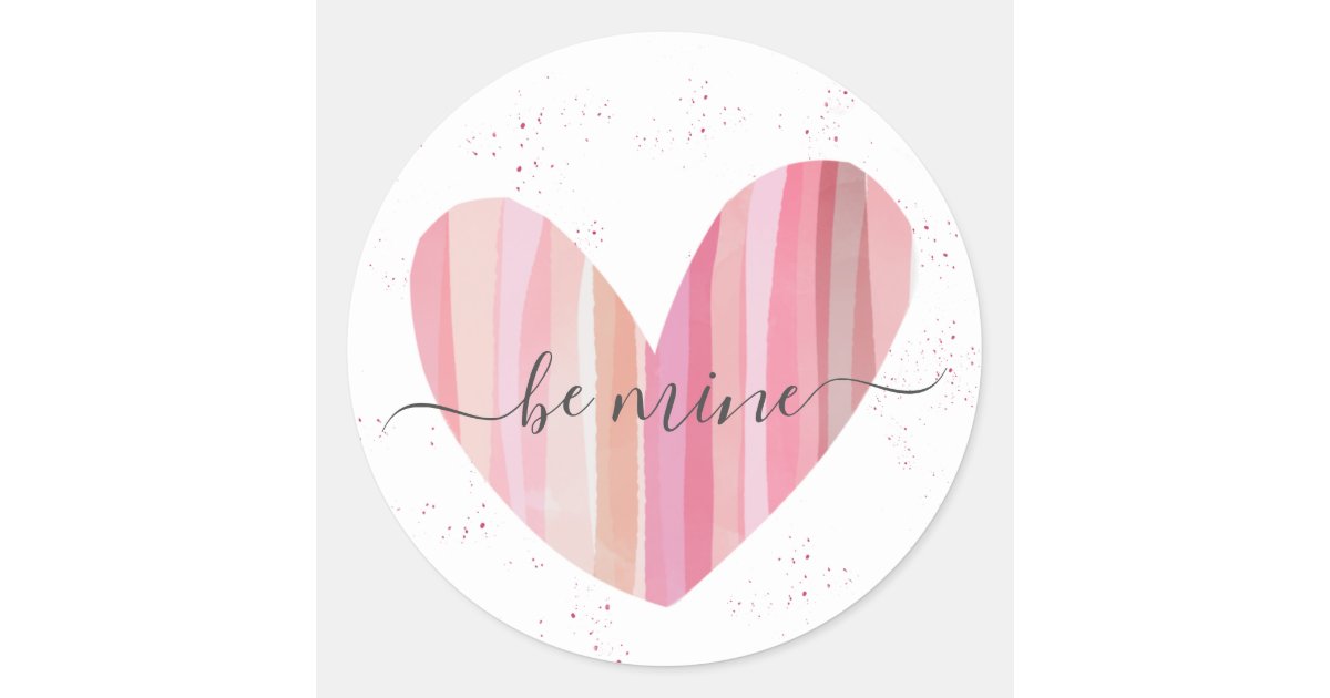 Cute Be Mine ValentinE Pink Textured Heart Classi Classic Round Sticker |  Zazzle