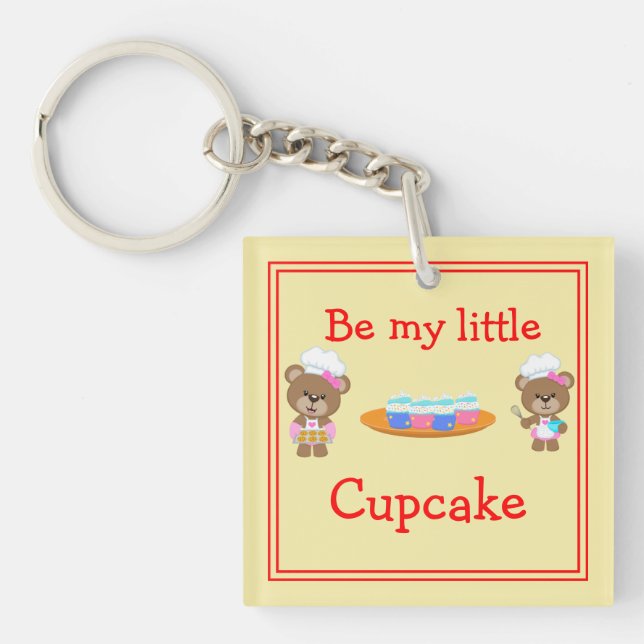 Cute 'Be my little Cupcake' & 'I Love my Cupcake' Keychain (Front)