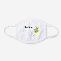 Cute Be Safe Cartoon Bee Pun Reusable White Cotton Face Mask