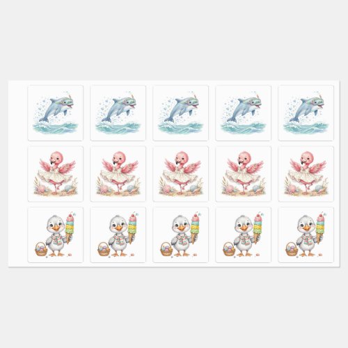 Cute Beach Animals Labels
