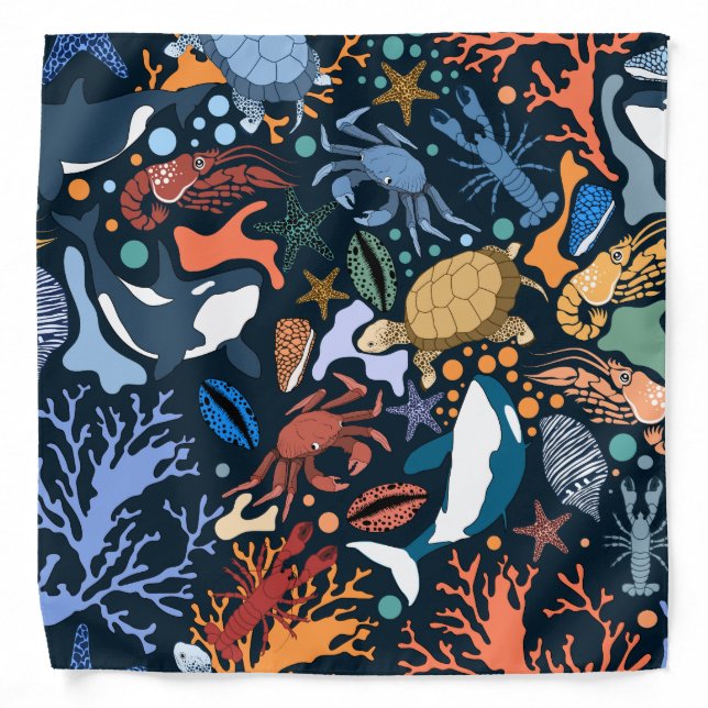 Cute beach animals pattern bandanas (Front)