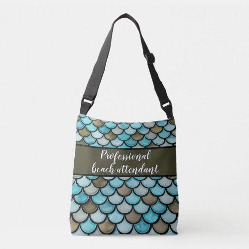 Cute Beach Attendant Teal Green Mermaid Scales Crossbody Bag