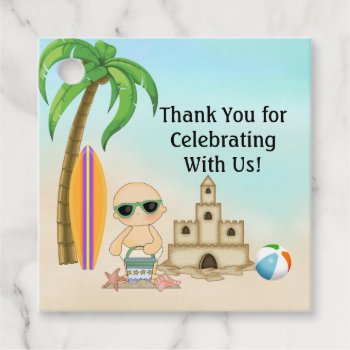 Cute Beach Baby Sandcastle Baby Shower Thank You Favor Tags by TheBeachBum at Zazzle
