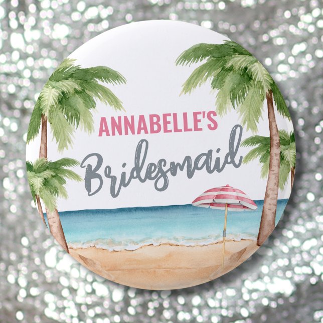 Cute Beach Bachelorette Party Bridesmaid Button (Beach Bachelorette Party Bridesmaid button )