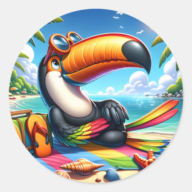 Cute beach bird lovers classic round sticker (Front)