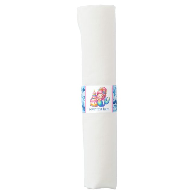 Cute Beach Birthday mermaid customizable  Napkin Bands (Front)