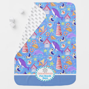 Cute Beach Blue baby blanket