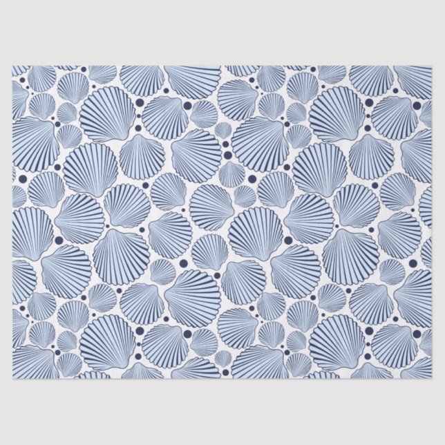 Cute beach blue seashell pattern party tissue tissue paper (Front)