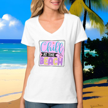Cute Beach Chill Word Art T-shirt by DoodlesGifts at Zazzle